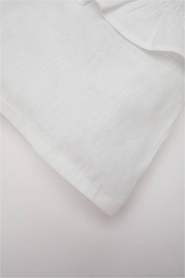 Girl Baby Crew Neck Flam Poplin Shirt