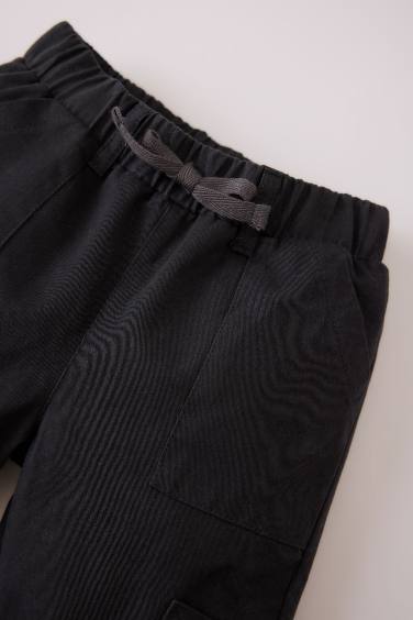 Unisex Kargo Fit Beli Lastikli Düz Paça Gabardin Pantolon