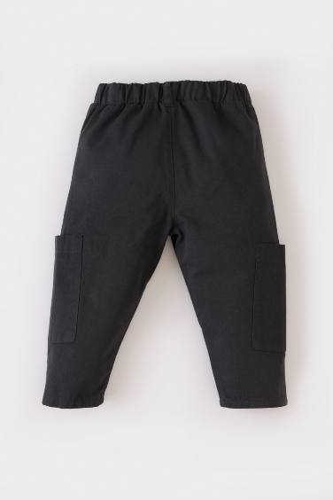 Unisex Kargo Fit Beli Lastikli Düz Paça Gabardin Pantolon