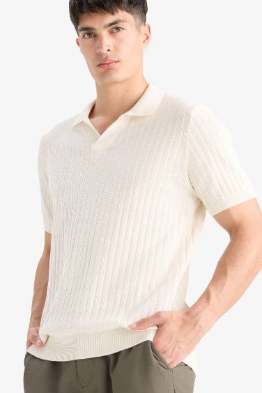 %100 Pamuk Standart Fit Kısa Kollu Triko Polo Tişört