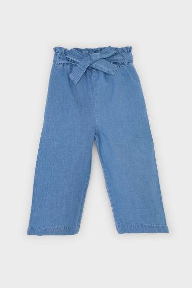 Baby Girl Paperbag Straight Leg Trousers