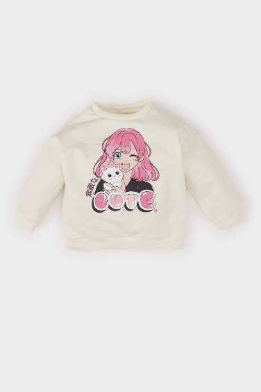 Baby Girl Crew Neck Girl Printed Sweatshirt