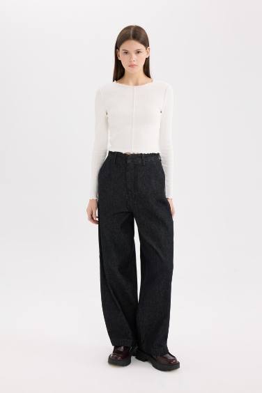 Baggy Fit High Waist Long Jeans