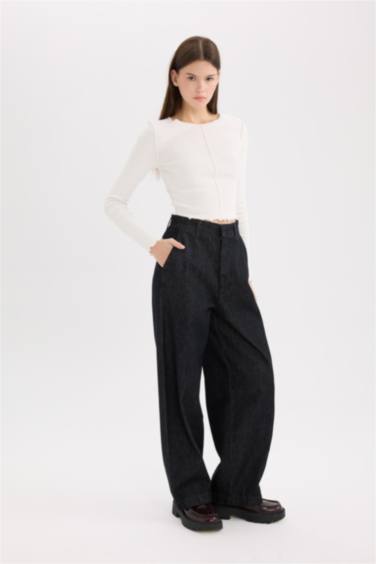 Baggy Fit High Waist Long Jeans