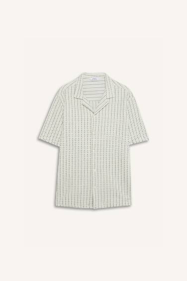 Relax Fit Open Collar Striped Shirt