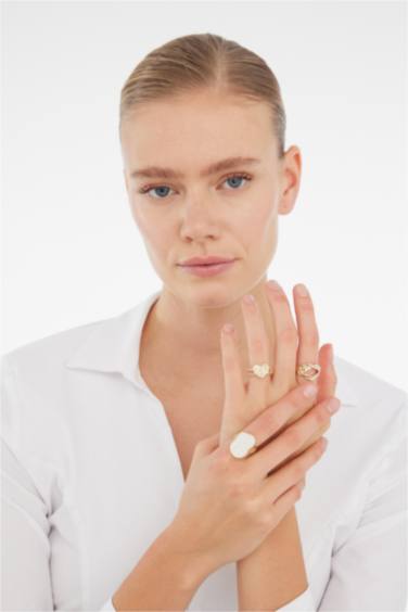 Kadın Mermer Görünümlü Taşlı 3'lü Yüzük