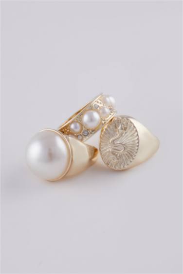 Kadın İnci Görünümlü 3'lü Yüzük