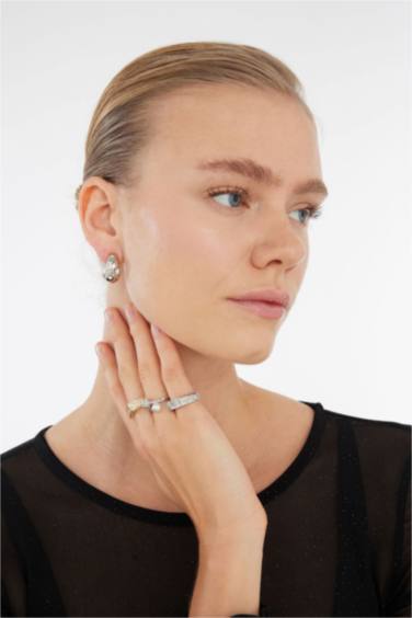 Kadın İnci Detaylı 3'lü Yüzük