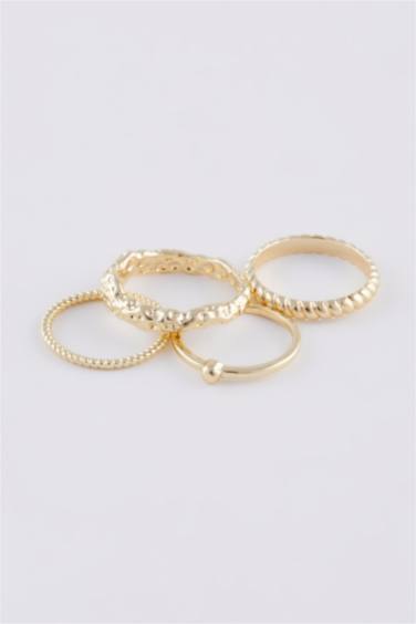 خاتم حريمي ذهبي - 4 قطع