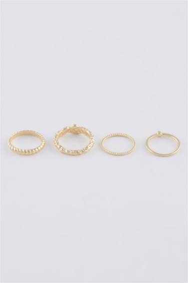 خاتم حريمي ذهبي - 4 قطع