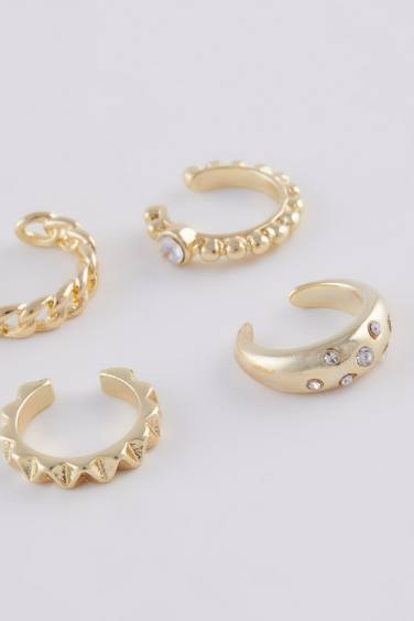 Woman 4 Piece Gold Cartilage Earrings