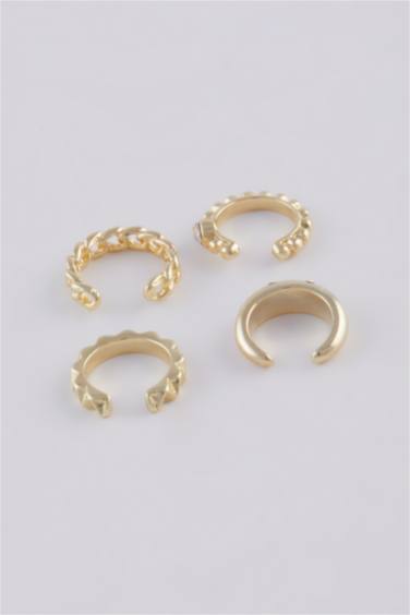 Woman 4 Piece Gold Cartilage Earrings