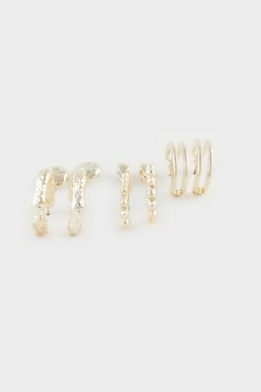 Woman 6 Piece Gold Earrings