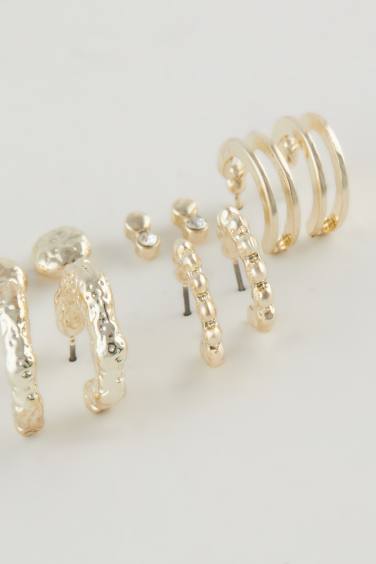 Woman 6 Piece Gold Earrings