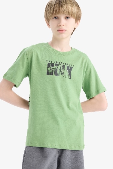 Erkek Çocuk Marvel Avengers Bisiklet Yaka Sırt Baskılı Kısa Kollu Tişört