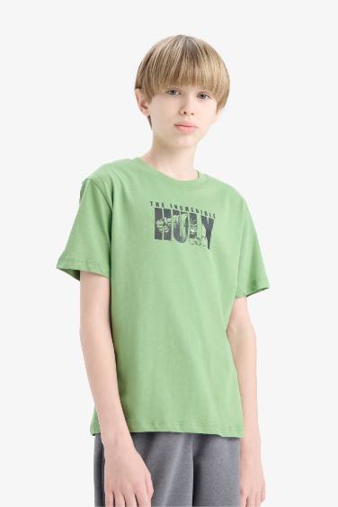 Erkek Çocuk Marvel Avengers Bisiklet Yaka Sırt Baskılı Kısa Kollu Tişört