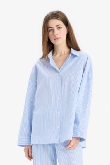 Striped Poplin Pajama Top
