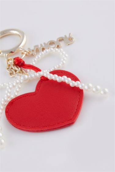 Kadın Kırmızı Kalpli Charm Anahtarlık