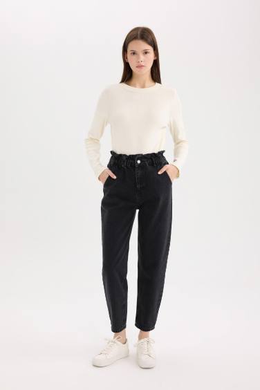 Paperbag Extra High Waist Ankle Length Jeans