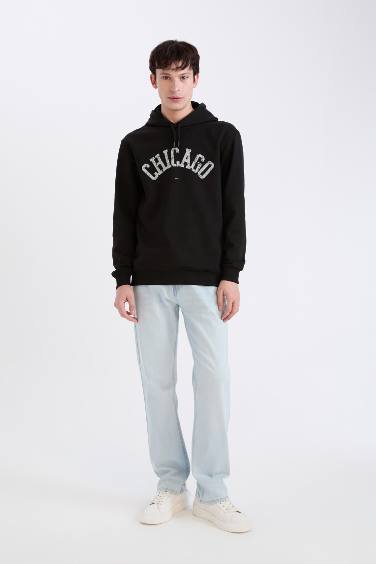 Regular Fit Kapüşonlu Baskılı Sweatshirt