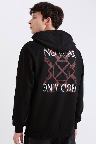 Vikings Valhalla Regular Fit Kapüşonlu Sırt Baskılı Sweatshirt