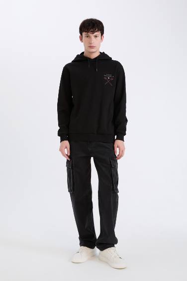 Vikings Valhalla Regular Fit Kapüşonlu Sırt Baskılı Sweatshirt