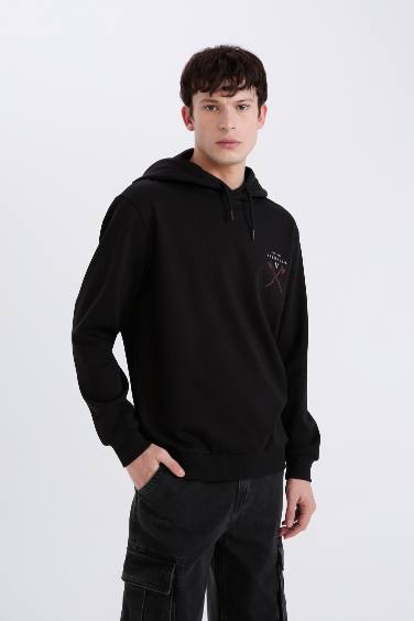 Vikings Valhalla Regular Fit Kapüşonlu Sırt Baskılı Sweatshirt