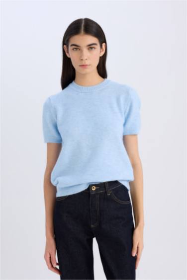 Regular Fit Crew Neck Basic Knitted Pullover