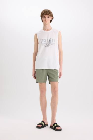 Débardeur imprimé en coton à col rond Coupe régulière