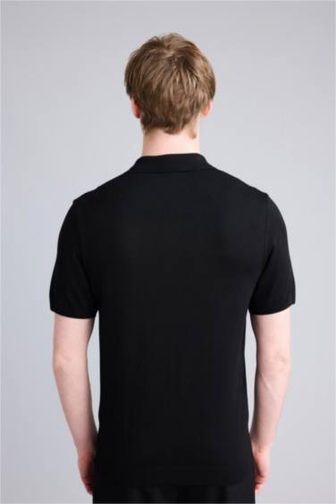 Standart Fıt Triko Kısa Kollu Polo Tişört - Görsel 5