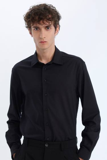 Regular Fit Polo Yaka Uzun Kollu Gömlek
