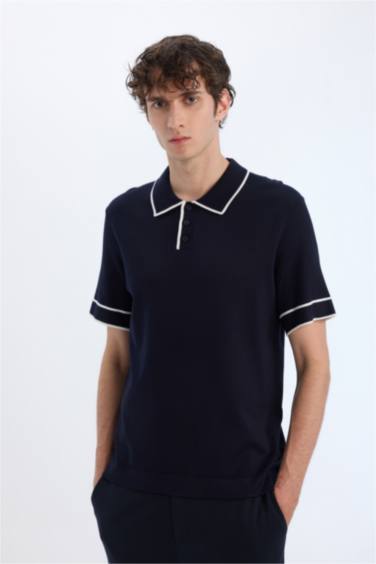 поло жаға жолақ трикотаж Поло