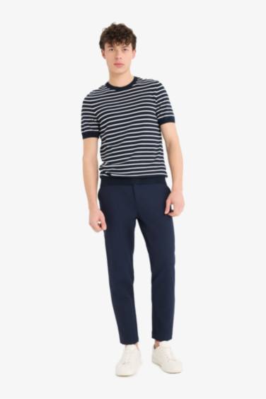 Standard Fit Crew Neck Striped Knit T-Shirt