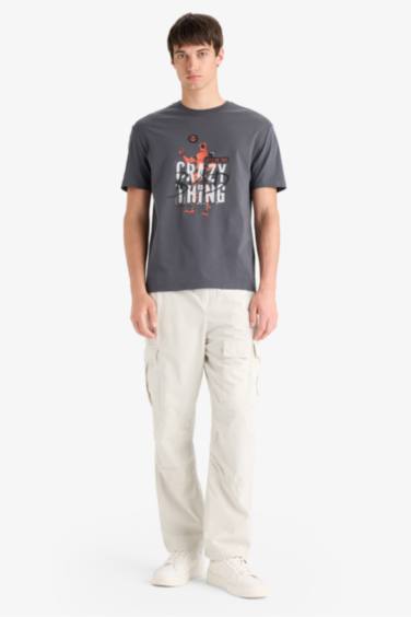 Regular Fit Crew Neck Printed Short Sleeve T-Shirt