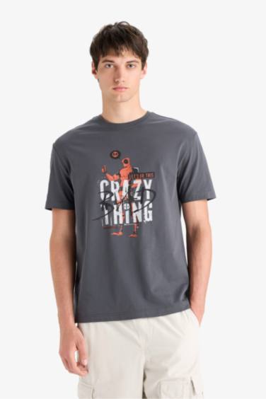 Regular Fit Crew Neck Printed Short Sleeve T-Shirt