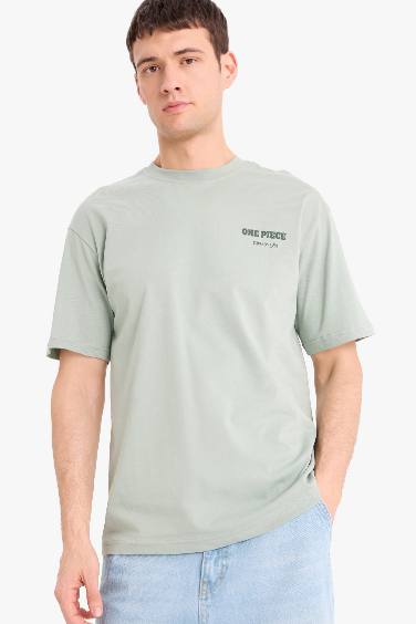 Boxy Fit One Piece Crew Neck Printed Short Sleeve T-Shirt