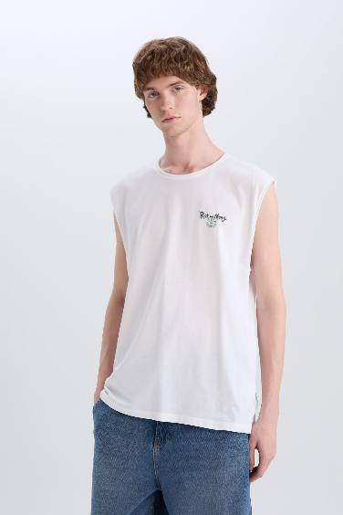 Débardeur boxy en coton imprimé au dos Rick and Morty