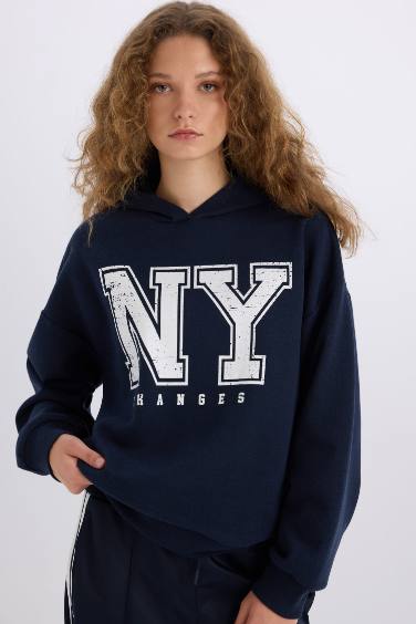 Loose Fit Printed Long Sleeve Sweatshirt