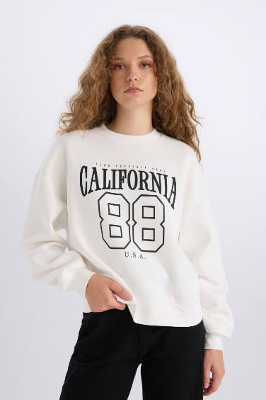 Loose Fit Printed Long Sleeve Sweatshirt