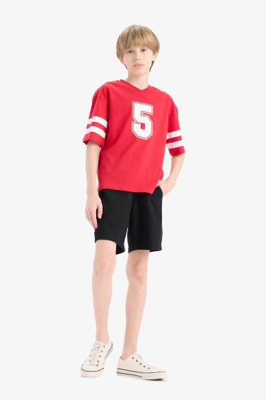 Boy Printed T-Shirt Elastic Waist Shorts 2 Piece Set