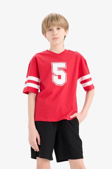 Boy Printed T-Shirt Elastic Waist Shorts 2 Piece Set