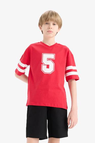 Boy Printed T-Shirt Elastic Waist Shorts 2 Piece Set