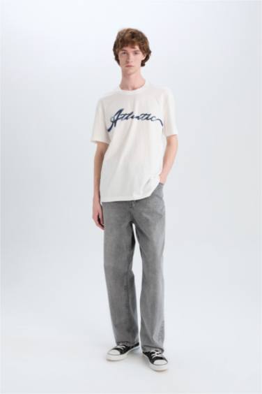 Cotton Regular Fit Crew Neck Printed Short Sleeve T-Shirt