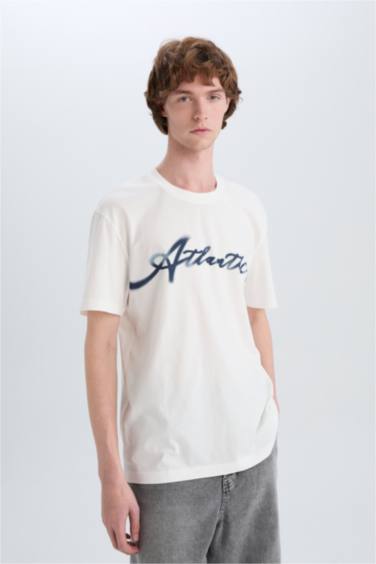 Cotton Regular Fit Crew Neck Printed Short Sleeve T-Shirt