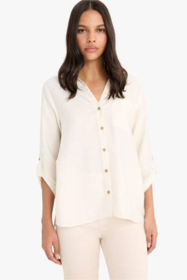 Regular Fit Shirt Collar Long Sleeve Shirt