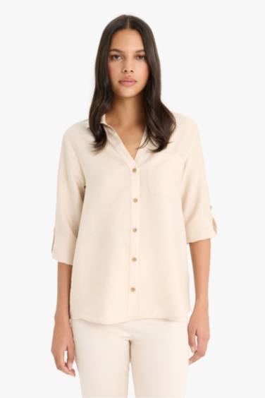 Regular Fit Shirt Collar Long Sleeve Shirt