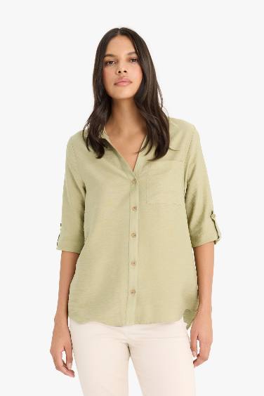 Regular Fit Shirt Collar Long Sleeve Shirt