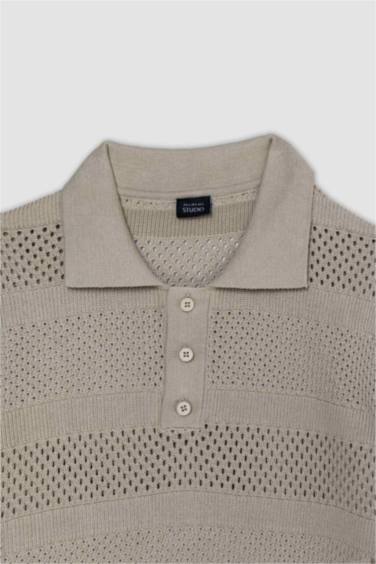 Standard Fit Polo Collar Knitwear Polo T-Shirt