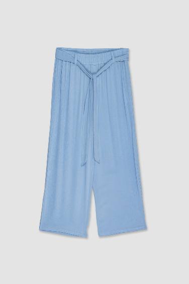 بنطلون كابري كولوت فيت بخصر مطاطي برجل عادية