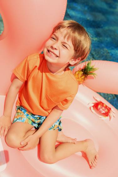 Baby Boy Regular Fit Animal Swim Shorts